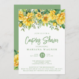 QR Code Yellow Sage Floral Couples Shower Einladung
