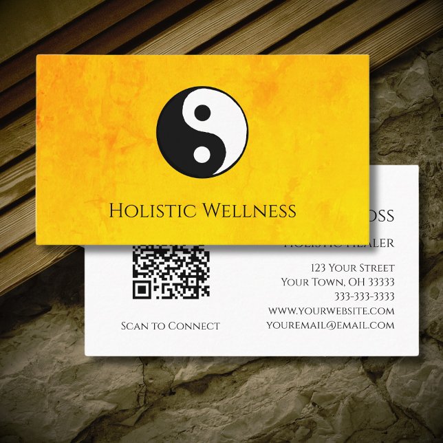 QR-Code Yin Yang Gold Holistic Wellness Visitenkarte (Von Creator hochgeladen)