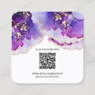 *~* QR CODE Yummy Violet Blue Gold    GildedAP29  Quadratische Visitenkarte