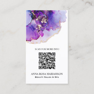 *~* QR CODE Yummy Violet Blue Gold    GildedAP29 Visitenkarte
