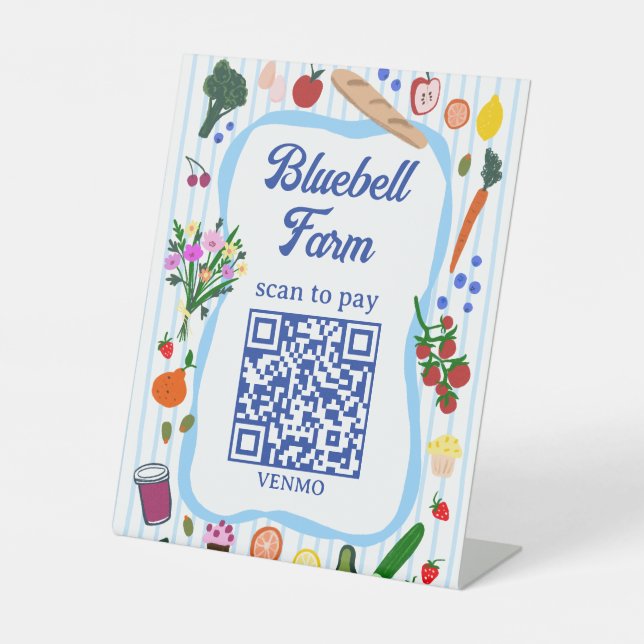 QR-Code ZAHLEN SCAN Bauernmarkt Bauernstand CUSTOM Sockelschild (Vorderseite)