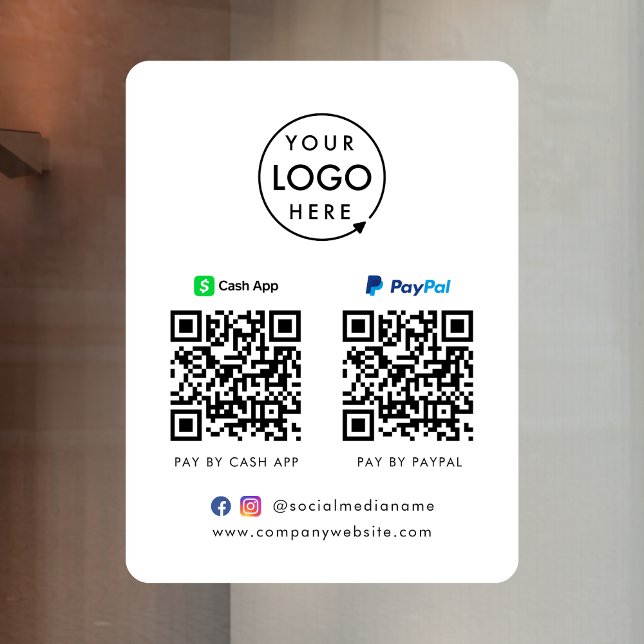 QR-Code-Zahlung | CashApp Paypal Scan to Pay Logo Fensteraufkleber (Von Creator hochgeladen)