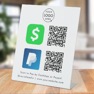 QR-Code-Zahlung CashApp Paypal Scan to Pay Logo Sockelschild