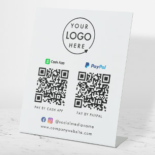 QR-Code-Zahlung CashApp Paypal Scan to Pay Logo Sockelschild