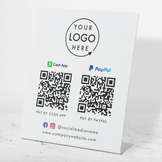 QR-Code-Zahlung | CashApp Paypal Scan to Pay Logo Sockelschild (Versatile digital payment tabletop signs for sales, retail stores, salons, pop-ups, events & more!)