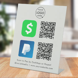 QR-Code-Zahlung CashApp Paypal Scan zur Zahlung Sockelschild