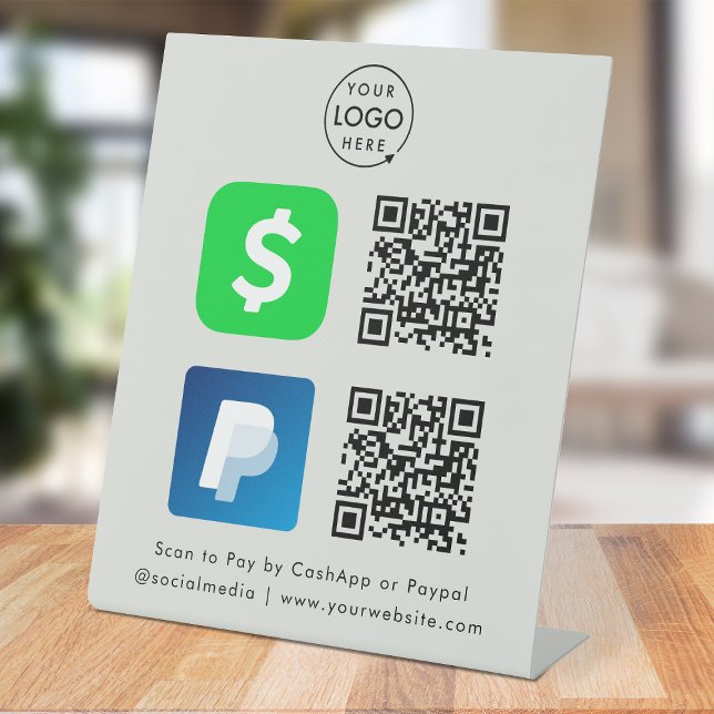 QR-Code-Zahlung | CashApp Paypal Scan zur Zahlung  Sockelschild (Versatile digital payment tabletop signs for sales, retail stores, salons, pop-ups, events & more!)