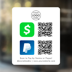 QR-Code-Zahlung CashApp Paypal Scannen zum Bezah Fensteraufkleber