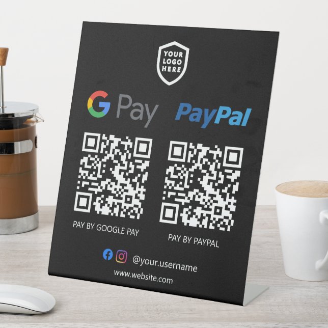 QR-Code-Zahlung | Google Pay & Paypal Scan zu zahl Sockelschild (In Situ)