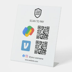 QR-Code-Zahlung   Google Pay & Venmo Scan zu bezah Sockelschild