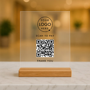 QR-Code-Zahlung Kontakt mit Logos Acrylschild
