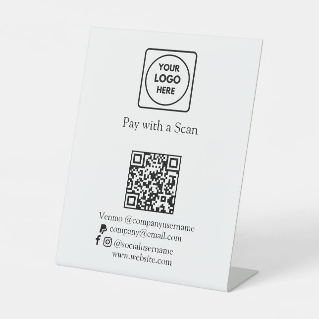 QR-Code-Zahlung | Kundenspezifische Zelle PayPal-G Sockelschild (Vorderseite)