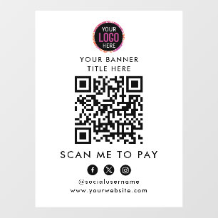QR-Code-Zahlung Scan to Pay Business Logo Fensteraufkleber