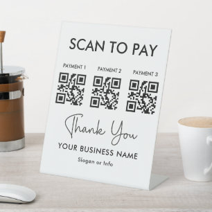 QR-Code-Zahlung Scan to Pay Business White Sockelschild
