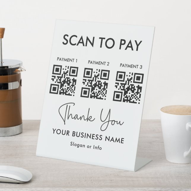QR-Code-Zahlung | Scan to Pay Business White Sockelschild (In SItu)