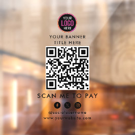 QR-Code-Zahlung | Scanne zum Bezahlen Geschäft-Log Fensteraufkleber