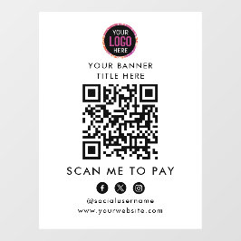 QR-Code-Zahlung | Scannen zum Bezahlen Geschäft-Lo Fensteraufkleber