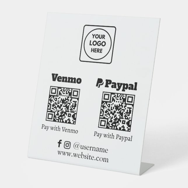 QR-Code-Zahlung | Venmo PayPal-Prüfung für benutze Sockelschild (Vorderseite)