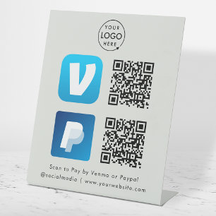 QR-Code-Zahlung Venmo & Paypal Scan to Pay Gray Sockelschild