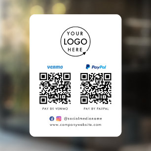 QR-Code-Zahlung Venmo Paypal Scan to Pay Logo Fensteraufkleber