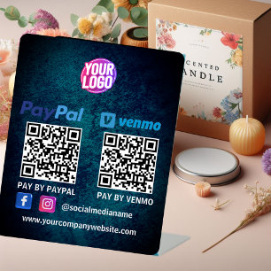 QR-Code-Zahlung Venmo Paypal Scan to Pay Logo Sockelschild
