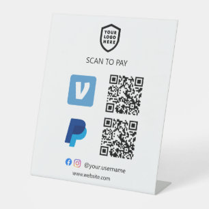 QR-Code-Zahlung Venmo & Paypal Scan to Pay Sockelschild