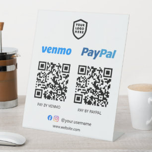 QR-Code-Zahlung Venmo & Paypal Scan to Pay Sockelschild