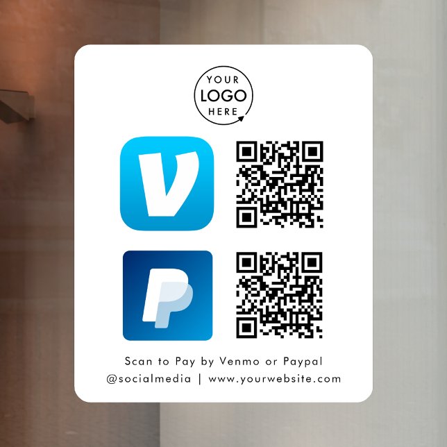 QR-Code-Zahlung | Venmo & Paypal Scan zu bezahlen  Fensteraufkleber (Versatile digital payment window cling for sales, retail stores, salons, pop-ups, events & more!)