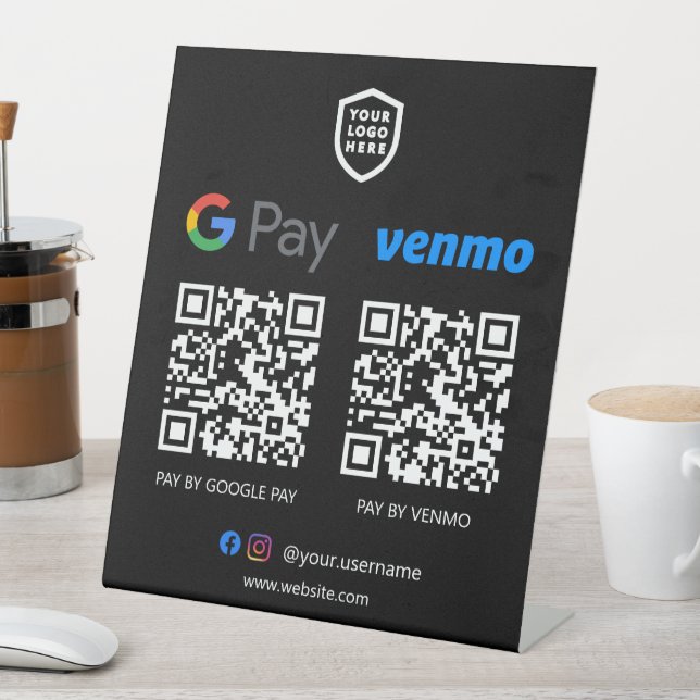 QR-Code-Zahlung | Venmo & Paypal Scan zur Bezahlun Sockelschild (In Situ)
