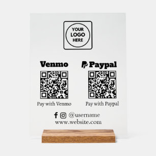 QR-Code-Zahlung Venmo- und PayPal-Digitalzahlung Acrylschild