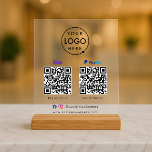 QR-Code-Zahlung   Zelle Paypal Scan to Pay Logo Acrylschild