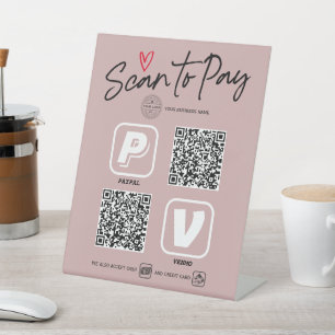 QR Code Zahlungsoptionen Dusty Pink Modern Trendy Sockelschild