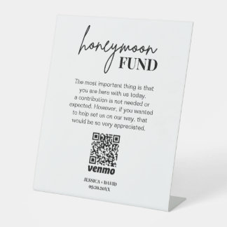 QR-Code-Zeichen für moderne Honeymoon-Fonds Sockelschild