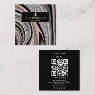 QR-Code Zeitgenössischer Nagelsalon Quadratische Visitenkarte