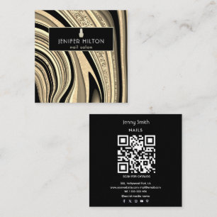 QR-Code Zeitgenössisches Gold-Agode-Nagelsalon Quadratische Visitenkarte