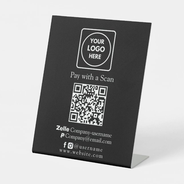 QR-Code | Zelle & PayPal Business Payment Sockelschild (Vorderseite)