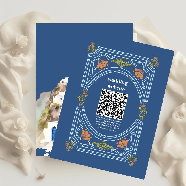 QR-Code Zielort Griechenland Santorini Hochzeit Begleitkarte (Von Creator hochgeladen)