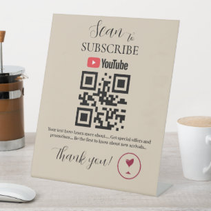 QR-Code zum Abonnieren YouTube Bar Sockelschild