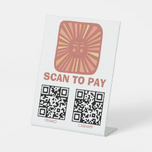 QR-Code zum Bezahlen Leuchtende Sonne Cute Charman Sockelschild