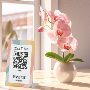 QR-CODE ZUM BEZAHLEN SCANNEN Pastell Regenbogen St Sockelschild
