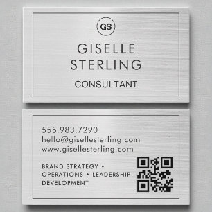 QR-Codeberater Pinsel Silver Monogram Visitenkarte