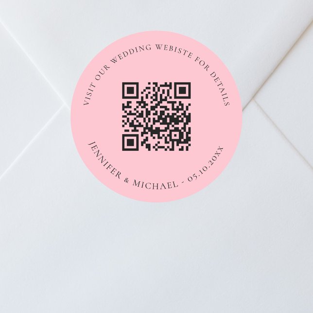 QR-Codedetails der Hochzeitwebsite uAwg pink Runder Aufkleber (Von Creator hochgeladen)