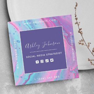 QR-Codefarbe für Social Media Stratege Social Medi Quadratische Visitenkarte