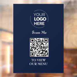 QR-Codemenü | Logo Navy Blue Contacless Modern Fensteraufkleber