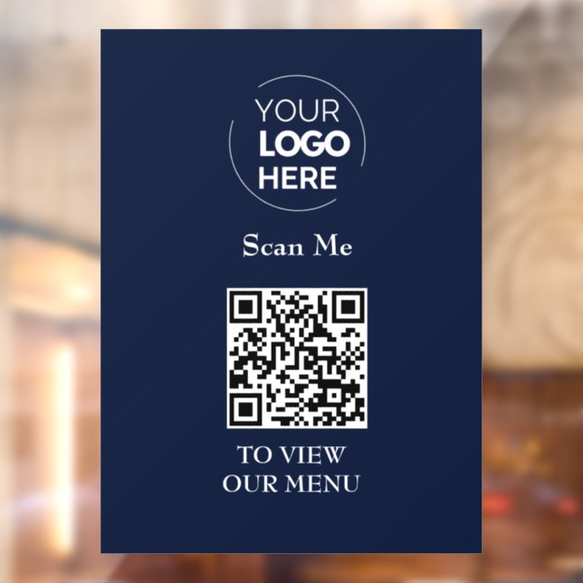 QR-Codemenü | Logo Navy Blue Contacless Modern Fensteraufkleber (Blatt 2)