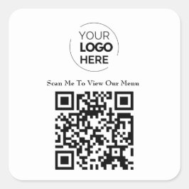 QR-Codemenü | Logo Weiß berührungslos modern Quadratischer Aufkleber