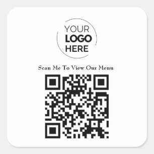 QR-Codemenü   Logo Weiß berührungslos modern Quadratischer Aufkleber