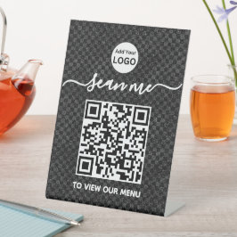 QR-Codemenü | Schwarze, berührungslose, moderne Pe Sockelschild