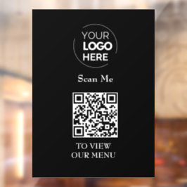 QR-Codemenü | Schwarzes Logo, berührungslos, moder Fensteraufkleber