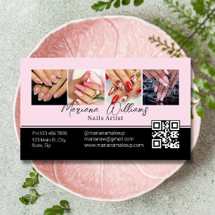 qr-Codenamen Künstler 4 Fotos sammeln rosa Blau Visitenkarte